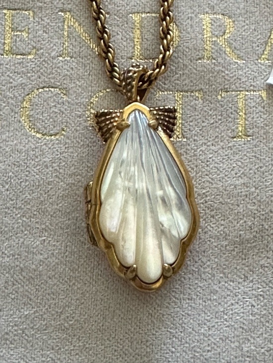 Kendra Scott Jewelry - Kendra Scott Gold-Tone Mother of Pearl Shell Locket Necklace